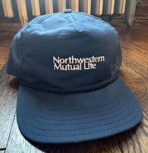 VTG ‘80s Northwestern Mutual Life Insurance M Blue Nylon Rope Snapback Hat NWOT